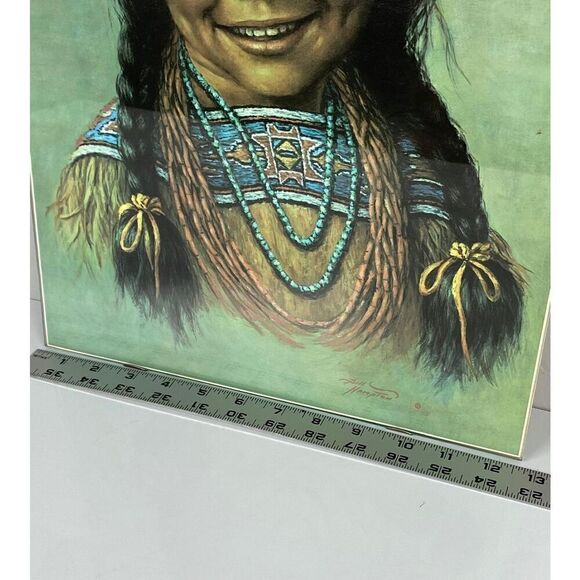Bill Hampton Native American Indian Child Girl Print Glass Wall Mountable Frame - Picture 4 of 4